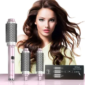 KYLU 3 in 1 Negative Ion Thermal Hair Styling Brush Set for Perfect Curls - Ceramic Material, Anti-Frizz Benefits Salon Comfort Salon Comfort