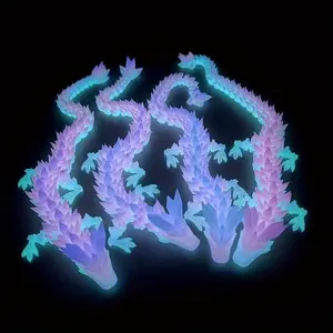 [Hobby Garden] 12" 3D Printed Luminous Rainbow Dragon, Articulated Dragon, Crystal Dragon, Dragon Fidget toy, Home Office Decor Executive Desk Toy