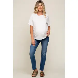 Blue Straight Leg Maternity Jeans