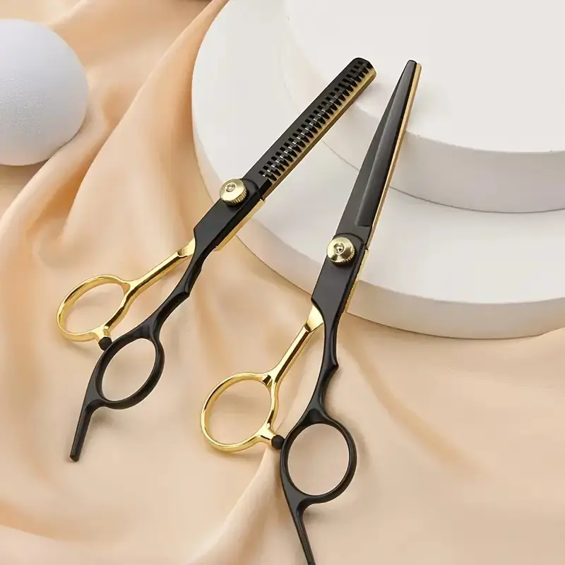Professional Hair Cutting Scissors Set, Barber Shears for Home Use, Straight & Curved Blades, Salon Quality