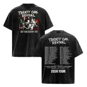 Treaty Oak Revival 2026 Tour Shirt  Casual Orange Cotton Washed T-Shirt, Vintage Clothing Rock Concert Outfits, Oversize Streetwear Heavy Cotton Top, Unisex Treaty Oak Revival T-Shirt, Grunge Clothes