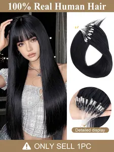 Micro Loop Hair Extensions 50 Strands Micro Beads Hair Extensions, Nano Ring Links Human Hair, 13 Colors, Natural Straight, 12-22 Inch, Adds Volume & Length  30G Real Hair Extensions