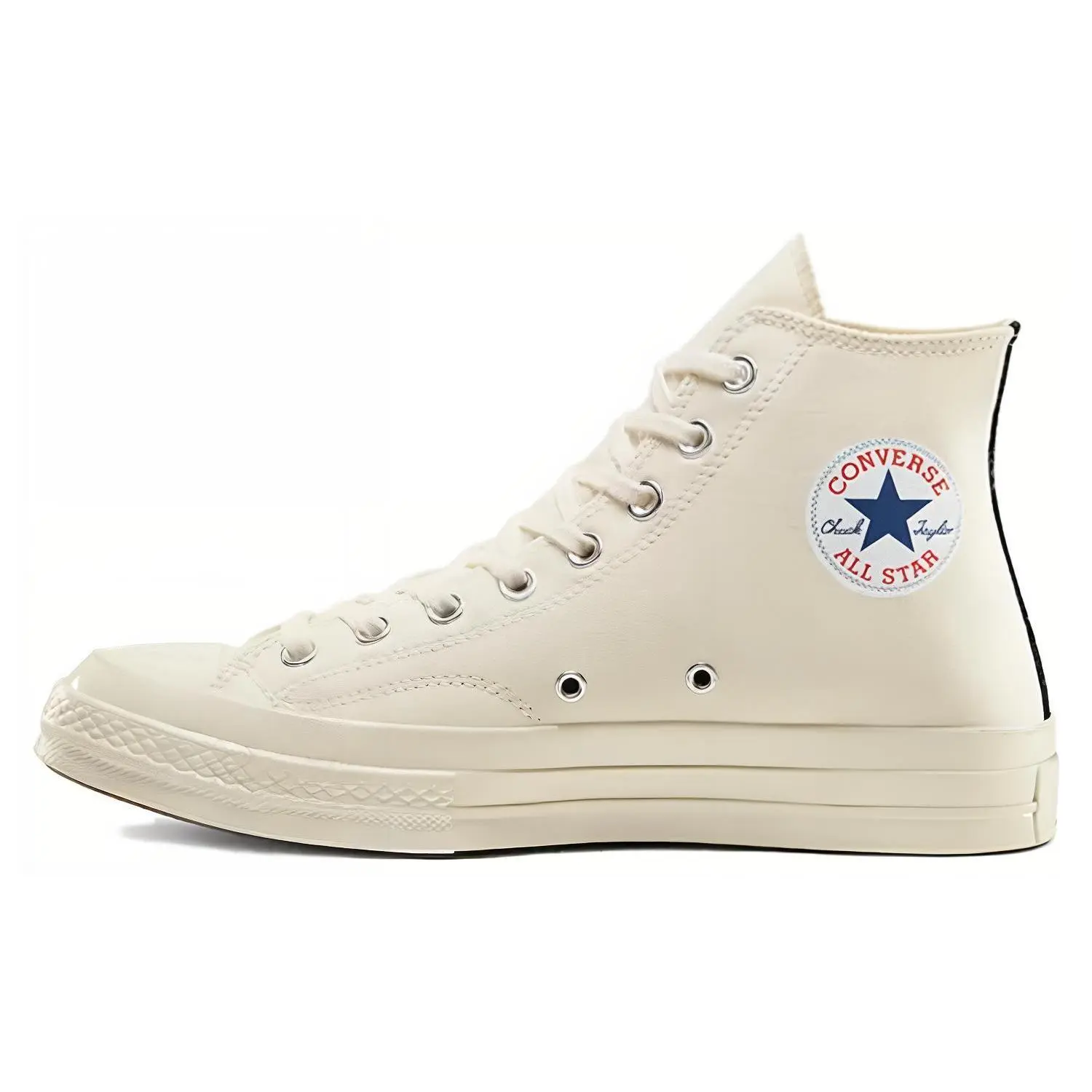 Comme des Garçons Play x Chuck 70 High Top Unisex Cream Casual Trainers - 2023 Iconic Collab Signature Heart Logo Sports Sneaker, US M 4, Runs Small, Collaboration