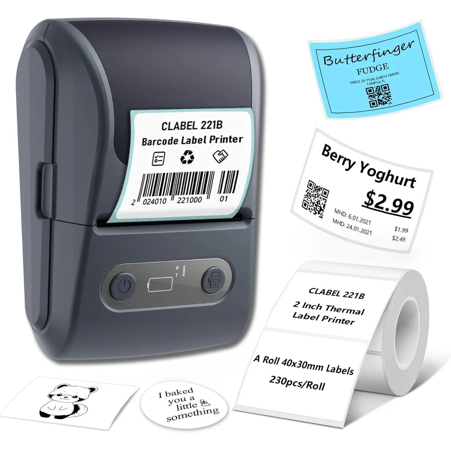 2-Inch Inkless Thermal Label Printer, Portable Bluetooth Sticker Printer for Home, Office, School & Small Business