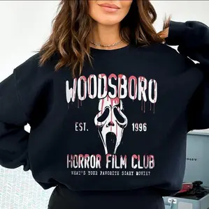 Woodsboro Halloween Film Club Sweatshirt, Ghostface Halloween Sweater, Ghostface Pullover, Scary Movies Halloween Shirt