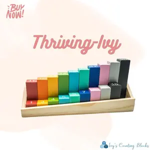 Thriving-Ivy Ivy's Counting Blocks - Montessori Colorful Wood Blocks for Counting, Adding, Motor Skills Development & Early Learning - Safe Durable Educational Toys for Kids that are Built to Last for Generations, Ideal Gift for 3+ Year Old Kids