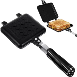 Sandwich Maker, Grilled Maker Pan with Non-Stick, Stovetop Toasted Sandwich Makers Press, Sided Aluminum Flip Cheese Makers Frying Pan for Home Breakfast Camping