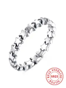 925 Sterling Silver Star Design Ring, Stackable Rings, Fashion Jewelry for Party, Daily Clothing Decor, Trendy All-match & Exquisite Jewelry for Birthday Gift