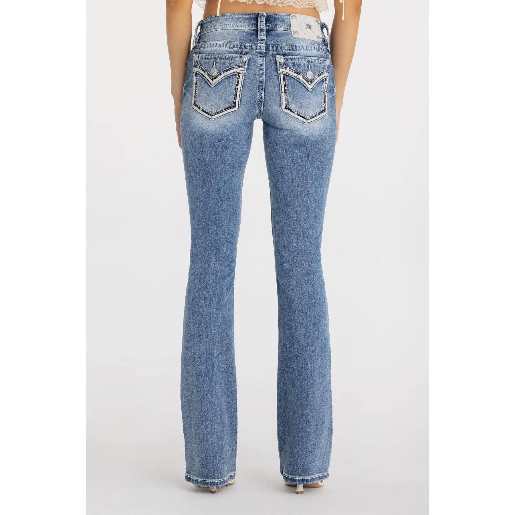 Halo Border Stitched Bootcut Jeans