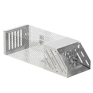 Humane Galvanized Iron Single-Door Automatic Continuous Rat Trap Cage - 37 x 14.5 x 11 cm, 527 g, Highly Sensitive Pedal, Daytime Lighting Enclosure, Easy to Use for Small Rodents (Rats, Ground Squirrels) - Indoor, Commercial Properties Use, Warehouses