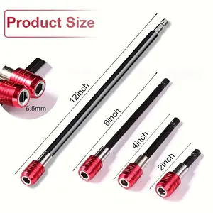 Drill Bit Extension, Magnetic Bit Holder 4 Pcs, Drill Extension Bit Holder 1/4’’ Hex, Bit Holder for Impact Driver CR-V Steel Quick Release for Screwdriver Bit Nut Drill Socket extension bit holder Tool Box Replacement Blades Heavy Duty