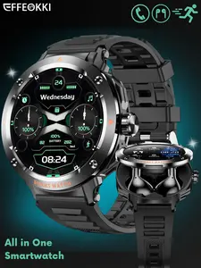 TWS 2-in-1 Smartwatch with Earbuds - Zinc Alloy Bezel, 1.46" Round Display, Wireless Call Function, Music Playback, NFC, Multiple Sports Modes, Fitness Tracking, Compatible with iPhone Android Smartphone