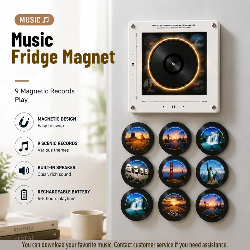 Magnetic Vinyl Fridge Magnets – 1-Second Song Swap, Aesthetic & Collectible Gift