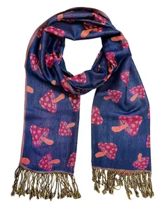 Blue & Pink Reversible Mushroom Rave Pashmina