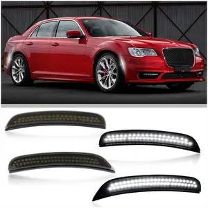 Smoked LED Side Marker Lights for 2015-2024 Chrysler 300 - White LED Turn Signals (4pc Kit) | DOT Compliant, Plug & Play Direct Replacement