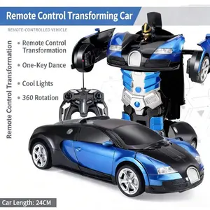 Transform Remote Control Car,Transform Robot RC Cars,1:14 Scale,2-In-1 Robot Toy Car With Sound & Light,Gesture Sensing,Automatic Deformation,Great Gifts Toys For Boys And Girls 4-6 (Red/Blue)