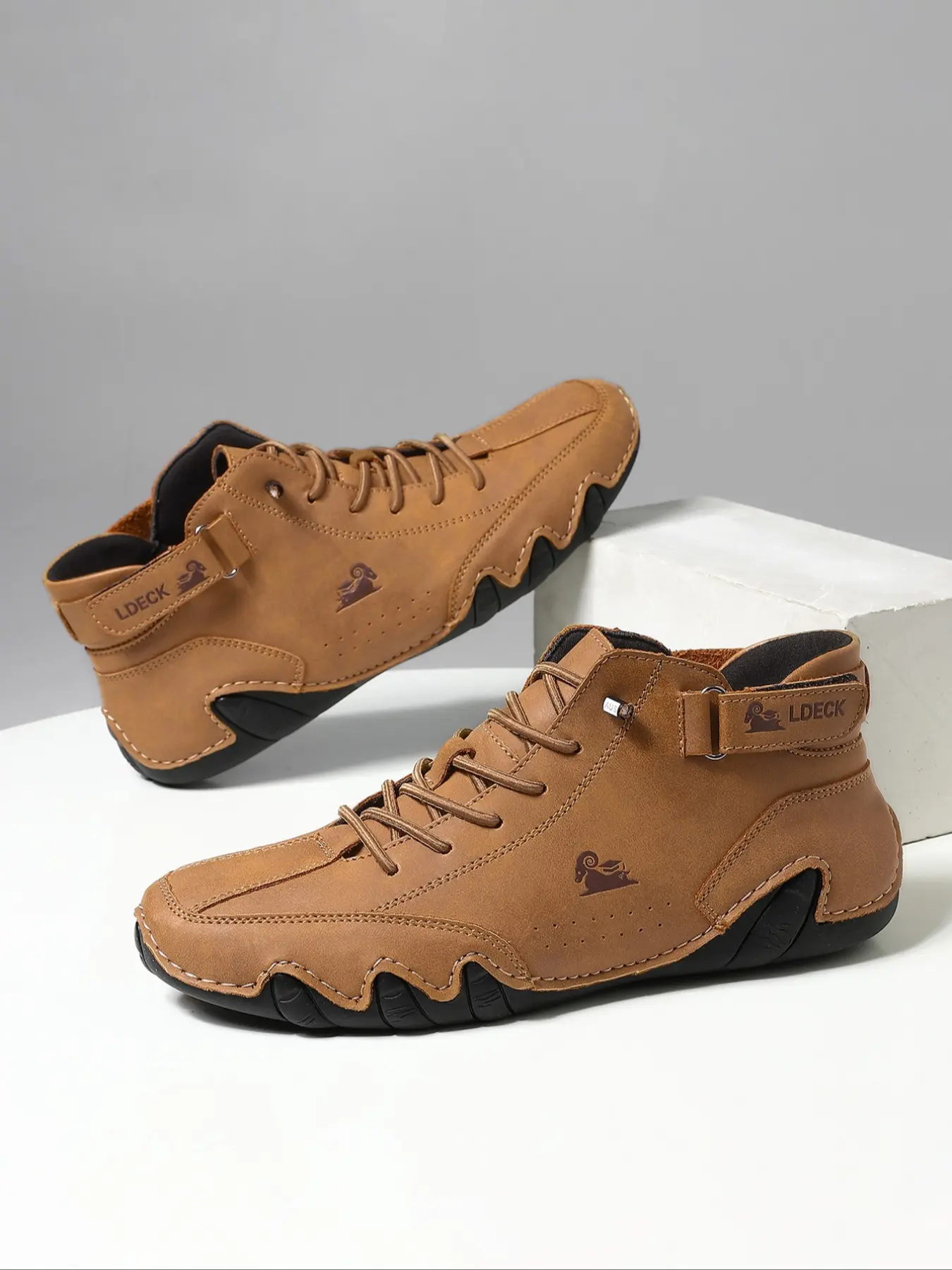Men's Handmade Fashion Boots, Unisex Comfortable Leather Shoes, Waterproof Non-Slip Outdoor Footwear, Perfect for Hiking & Camping
