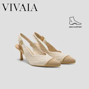 VIVAIA Arch support Heels, Pointed-Toe Slingbacks Heels, Pressure-Relief Insole & Adjustable Strap Comfortable Stilettos Heels, Wedding Shoes, Office Heels, Wedding Heels, Cushioned heels, Elegant Office to Dinner Style (Addison) SpringFresh
