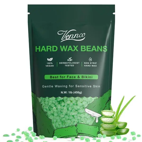 VENNCO Wax Beads, 1lb Aloe Wax Beans For Coarse Hair Removal Sensitive Skin | With Pure Aloe Vera Formula, For Face Eyebrow Leg Bikini Brazilian Waxing, Perfect For Full Body & All Hair Types At Home