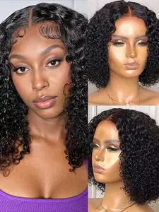 150% Density 4x4 Glueless Curly HD Lace Closure Short Bob Curly Wave Wig Human Hair Wig For Women Human Hair Wig Christmas Wig