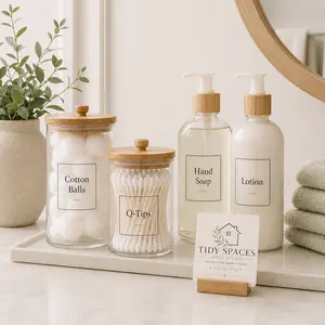 Custom Bathroom Labels for Jars, Bottles & Vanity Organization