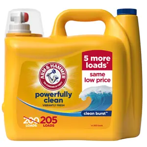 ARM & HAMMER Laundry Detergent Liquid, Clean Burst, 5 Extra Loads, 205 fl oz, 205 Loads