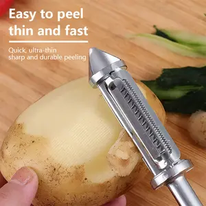 Premium Swivel Vegetable Peeler,,Stainless Steel 2 in 1 Julienne Vegetable Peeler,Ultra Sharp Potato Peelers for Kitchen, Premium Veggie Fruit Peeler, Carrot Peeler, Rotary Serrated Blade, Thickened Non-Slip Ergonomic Handle