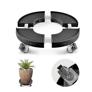 VEVOR Trash Can Dolly with 4 Lockable Wheels,  440lbs Weight Capacity, Round Trash Can Roller Base, 15-22.8 in Adjustable, Heavy Duty Drum Dolly Plant Caddy, Multi-Functional Rolling Dolly Cart, Black