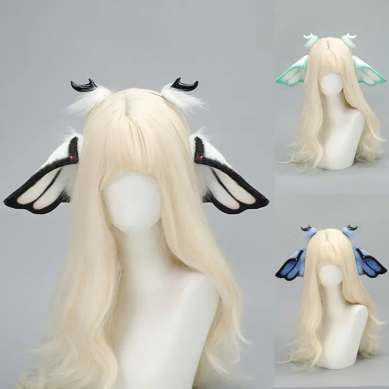 Christmas Gift Gothic Angel Moth Demon Horn Fantasy Creature Goddess Headband for Cosplay Animal Ear Accessory Bunny Ears Rabbit Ear Headbands Bunny Earbands Hairbands Goth Hair Accessories