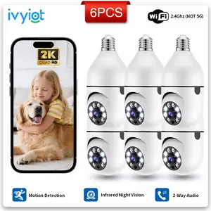 Ivyiot 6PCS 2K Light Bulb Camera 2026 Upgrade Wireless Remote Monitor with Quick Connection and Easy Socket Installation for Baby Pet Supermarket Security Camera