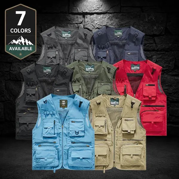 All-weather tactical vest for fishing and hiking — 1-pack, available in 7 colors for all seasons