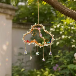 Crystal Sun Catcher, Cloud Suncatcher with Star Prisms, Rainbow Maker Indoor Outdoor Decor for Window Bedroom, Bless Gift