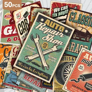 50pcs Vintage Car-Themed with Auto parts Postcards, Retro Repair Tools, Classic Cars, motorcycle & Mechanical Signs Design, Unique Everyday Gifts for Birthdays, Father's Day, Anniversary, Congratulations, mechanical enthusiasts gift