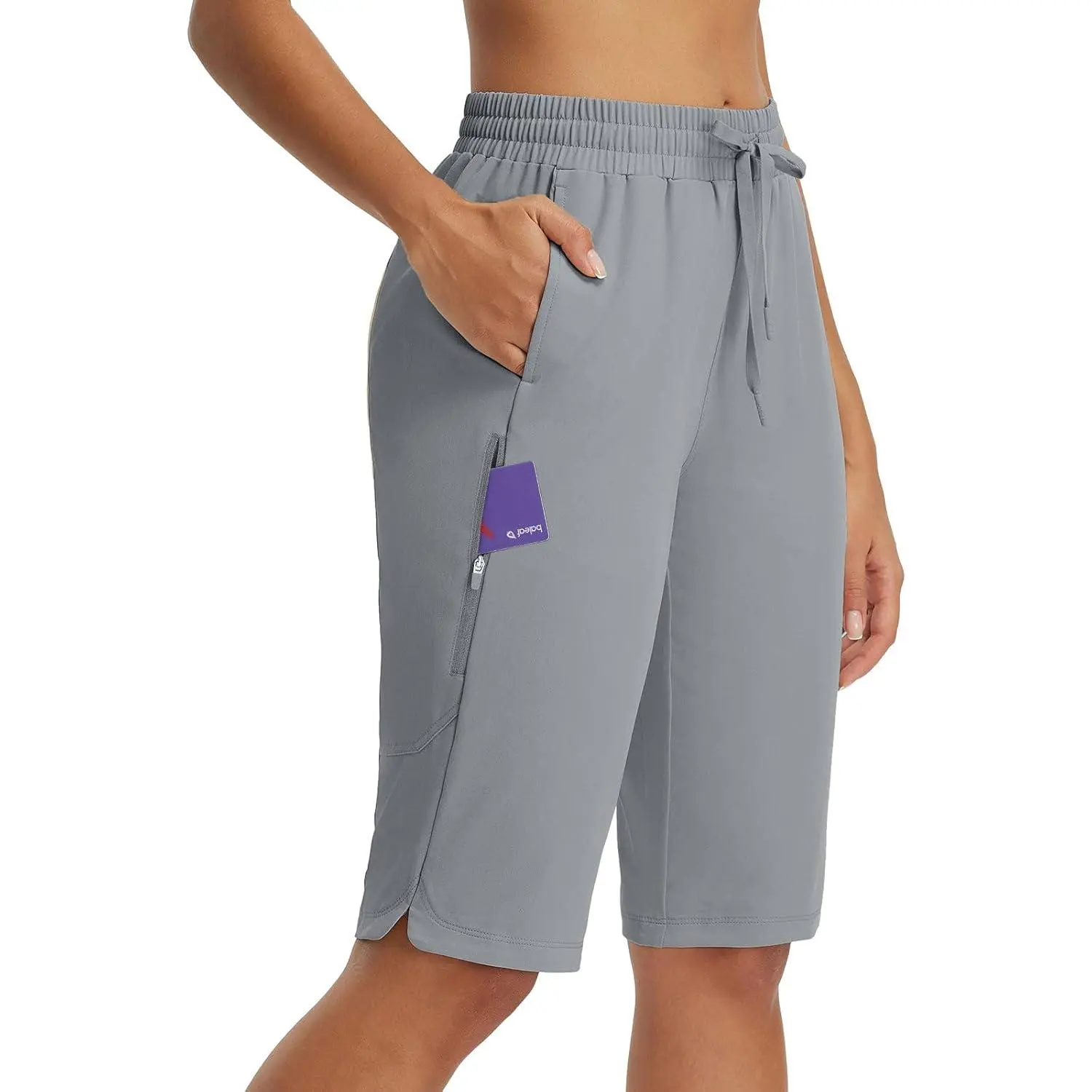 baleaf Women's 13" Knee-Length Athletic Bermuda Shorts with Pockets, Sun Protection Quick-Dry Water-Resistant Drawstring for Hiking & Workout, Athletic Sports Shorts, Drawstring Workout Shorts,back to school,back to school haul