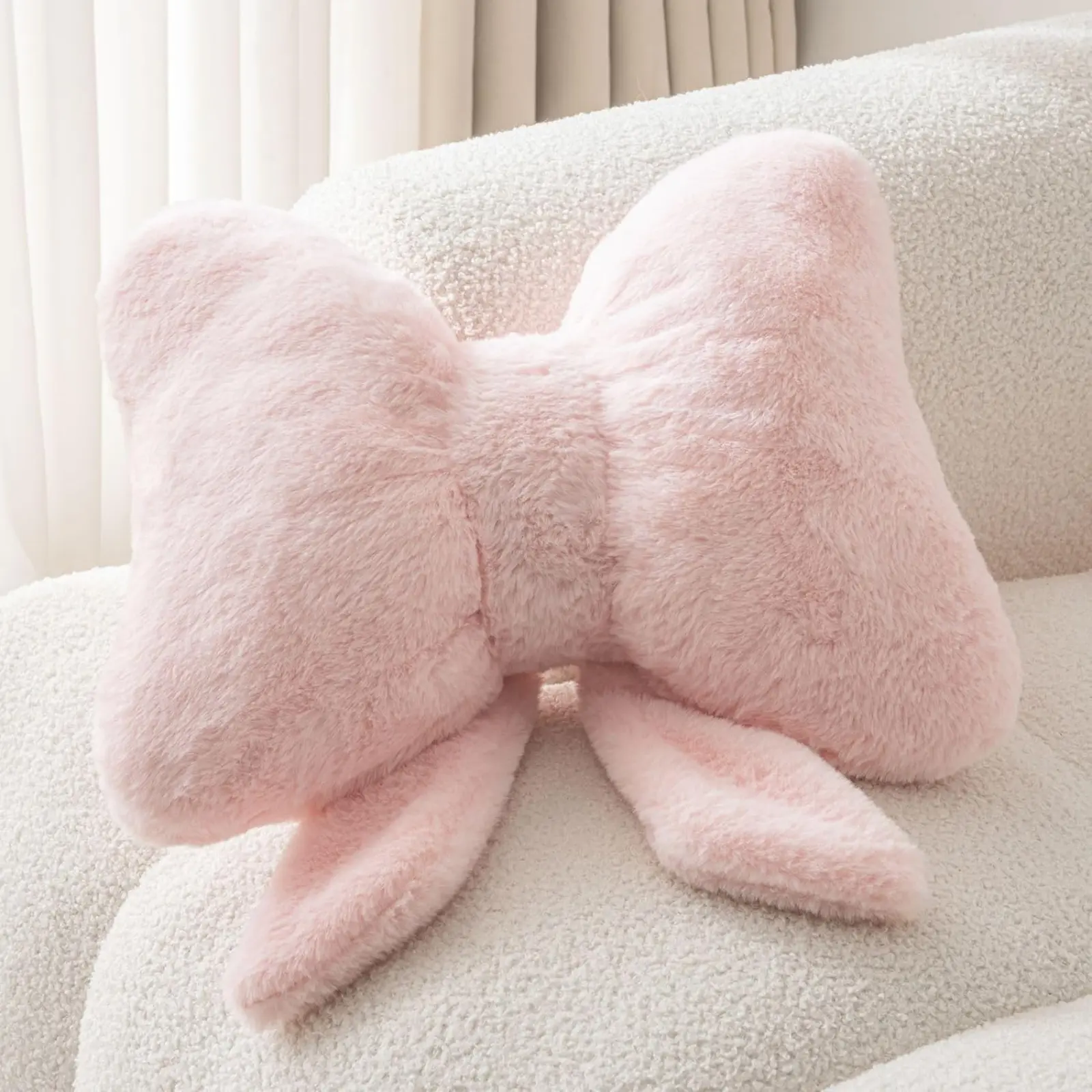 Cute Pink Bow Pillow 10x8inch Soft Plush Butterfly Shaped Decorative for Bed Sofa Home Decor Polyester Material