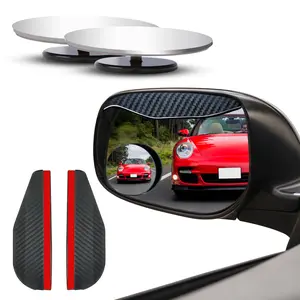 EcoNour 2-Pack Car Blind Spot Mirrors - 2" Circle Shape Convex Lens, HD Glass, Rain Visors, Adhesive Backing, Adjustable Base