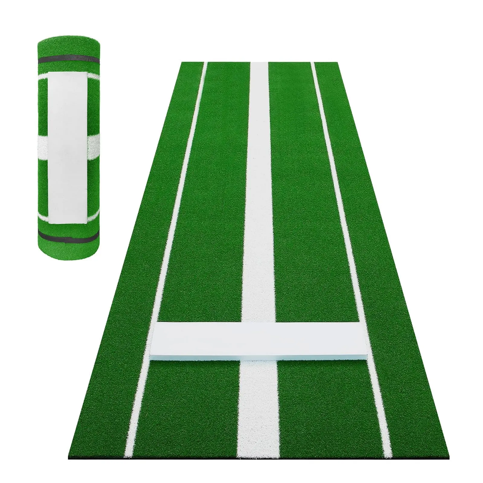 Garvee 10x3 ft Professional Softball Pitching Mat, Portable Professional Softball Pitching Mound with Heavy Duty Non-Slip Rubber Base & Dense Turf for Indoor Outdoor Pitching Lane Softball Training Aid