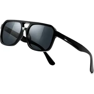 【SummerVibes】SUNGAIT Retro Square Aviator Sunglasses for Men and Women,Thick Frame Polarized UV400 Protection Sunnies for Driving Fishing Beach Outdoor Activities SGT546