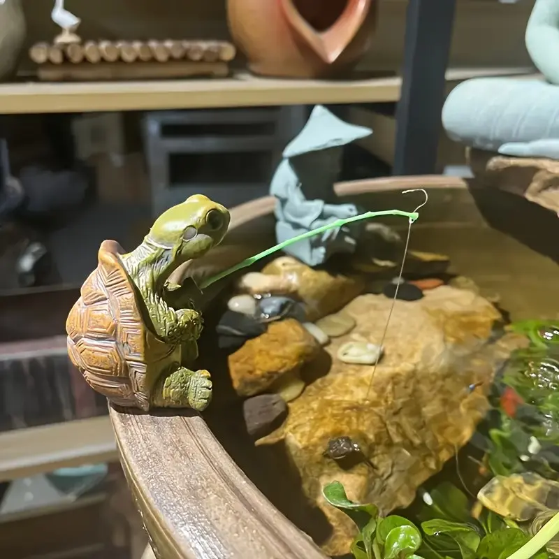 1pc Realistic Resin Turtle for Fishing Decor Statue - Slow-Moving Turtle Swimming Out of Water, Outdoor/ Pond Garden Decoration, Wedding & Birthday Gift, Tabletop Aquarium Ornament (for Home & Fish Tanks), Fish Tank Decorations