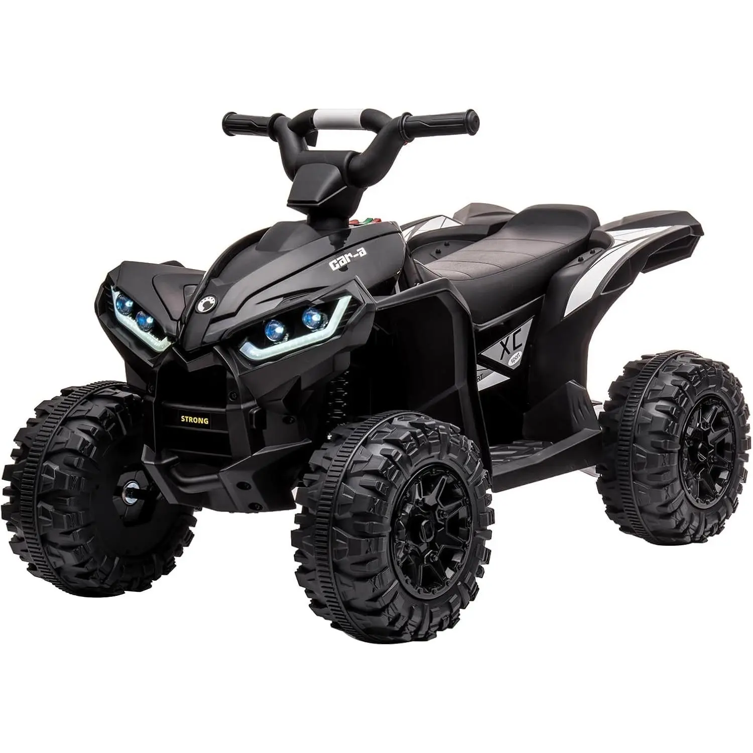 【Christmas Gift】Black 12V Kids Ride On ATV Electric Four Wheeler With Music Led Headlights Bluetooth Usb All Terrain Wheels Suspension High Low Speed Safe Durable For Ages 3 Plus Black