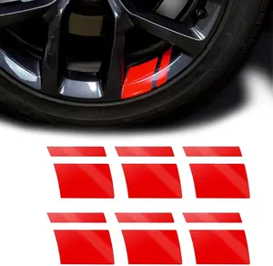 B BRAZIFY 6-Pack Car Reflective Stickers - Wheel Rim Stripe Decals, Universal Automotive Accessories for Car, 18-21 in Wheel Tire Decorations (Red)