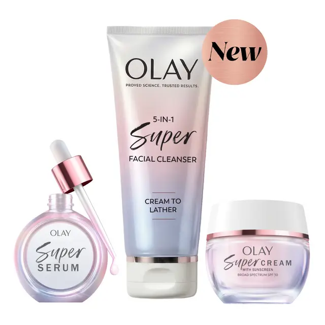 OLAY Super Glow 3-Step Skincare System - Lightweight Cream, Cleanser, Serum for Deep Hydration OLAY Super Glow 3-Step Skincare System - Lightweight Cream, Cleanser, Serum for Deep Hydration