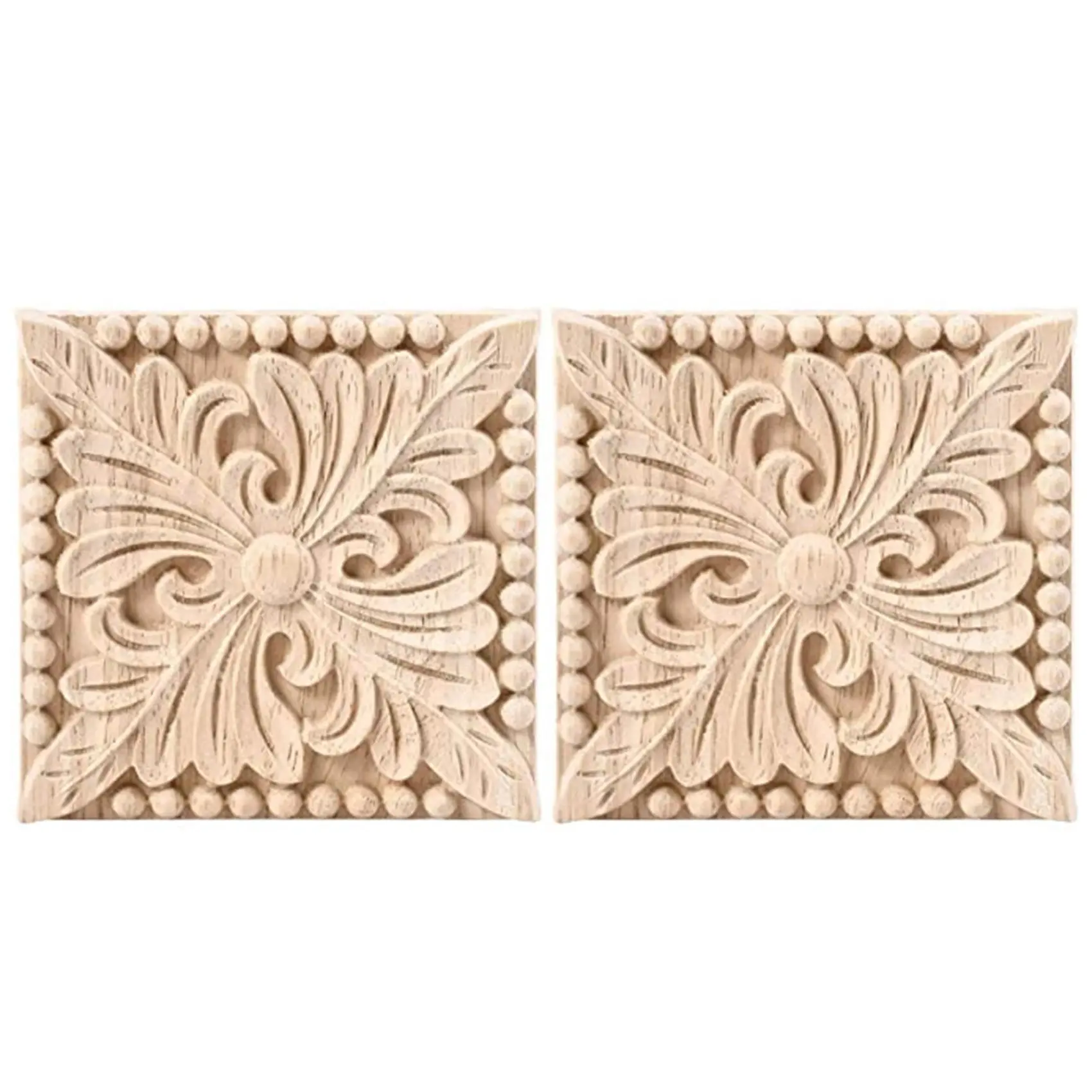 2-Pack European Style Wood Appliques, 10x10cm Floral Carved Onlays, Unpainted and Paintable for DIY Enthusiasts, Furniture, Cabinet & Wall Decor, Diy Furniture, Walls, Floral Art, Elegant Home Decoration, Decorate Walls, Doors, Cabinets