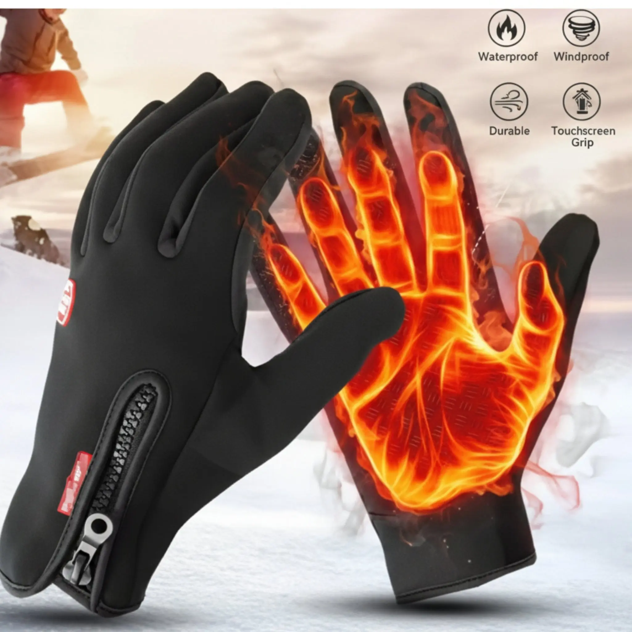 🔥 Electric Heated Gloves for Men & Women – Waterproof Winter Rechargeable Thermal Gloves with Touchscreen Grip, Windproof Outdoor Ski & Motorcycle Hand Warmers