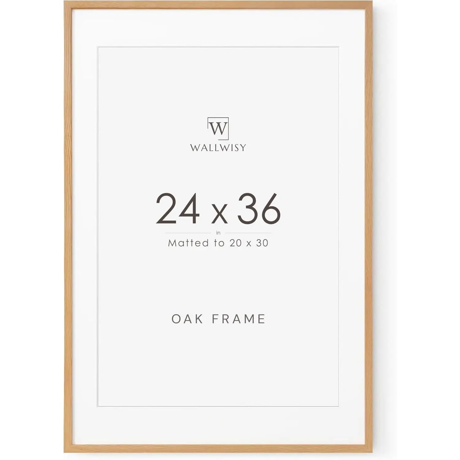 24x36 Poster Frame, Solid Oak 24 x 36 Large Picture Frames with Mat to 20x30, 36x24 Natural Wood Frame Horizontal or Vertical Wall Mounting, Set of 1