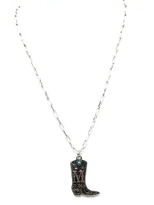 Western Cowboy Boots Turquoise Initial Necklace: M
