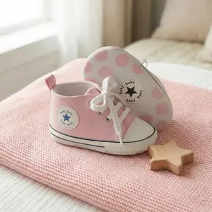 Unisex Baby High Top Canvas Shoes Soft Anti-Slip Sole Winter Warm First Walkers for Newborn Infant .