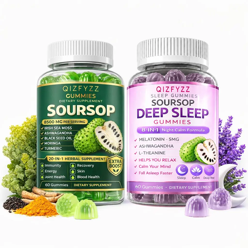 'summervibes Soursop Deep Sleep Gummies + Herbal Super Dual-Effect Set | 8-in-1 Sleep Formula + 20-in-1 Capsules | Melatonin, Ashwagandha, L-Theanine, Moringa, Turmeric | Vegan & Non-GMO