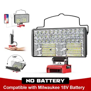 LED Work Light Compatible with Milwaukee 18V,【Battery NOT Included】, 100W 7000LM 7" Flood Battery Light, Cordless LED Flashlights with USB & Type-C & Low Voltage Protection & 140° Pivoting Head for Emergency & Job Site