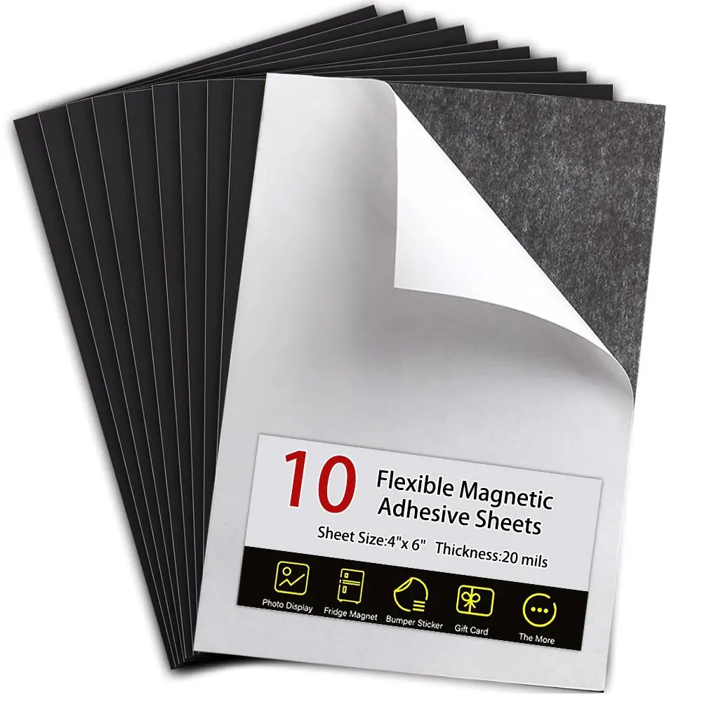 Magnetic Adhesive Sheet, Self Adhesive Flexible Magnetic Sheet with Adhesive Backing, Easy to Peel & Stick, Easy to Cut Magnetic Adhesive Sheets, Double Sided Adhesive, No Drill Adhesive